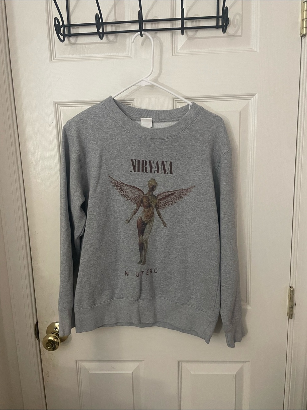 NIRVANA Gray 'In Utero' Graphic Crewneck Sweater